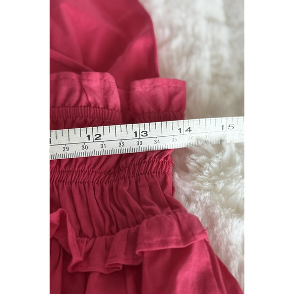 Zara NWT Hot Pink Mini Babydoll Sundress Ruffle Trim Spaghetti Tie Strap Sz M - Picture 12 of 16